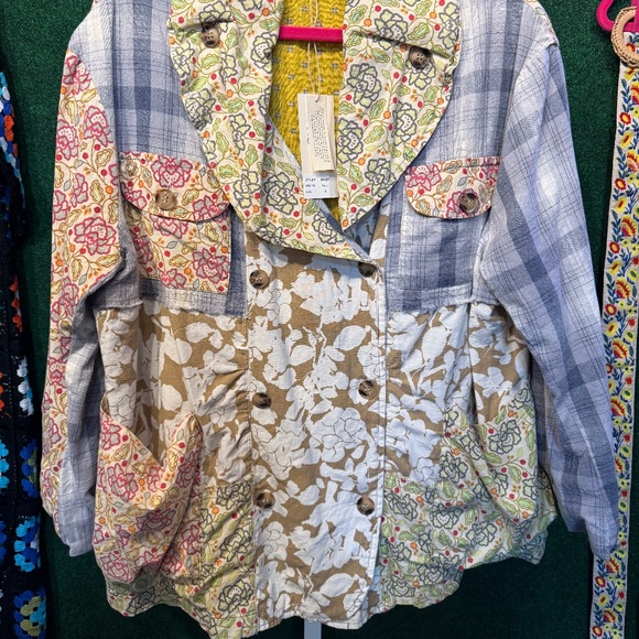 148 NWT BlueVelvet Boho Patchwork Detail Jacket - Picture 13 of 16